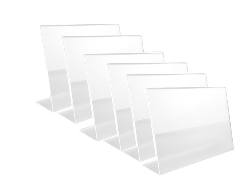 RY DISPLAY 6 Pack Clear Acrylic 8.5 X 11 Inches Acrylic Slant Back Sign Holder ,Picture Frames,Desktop Document Acrylic Holder Table Single Sheet Portrait Ad Frames (Horizontal) - Image 1
